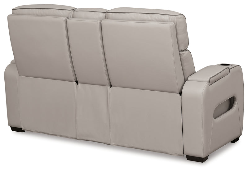 Boyington Gray Power Reclining Loveseat with Console - Ornate Home