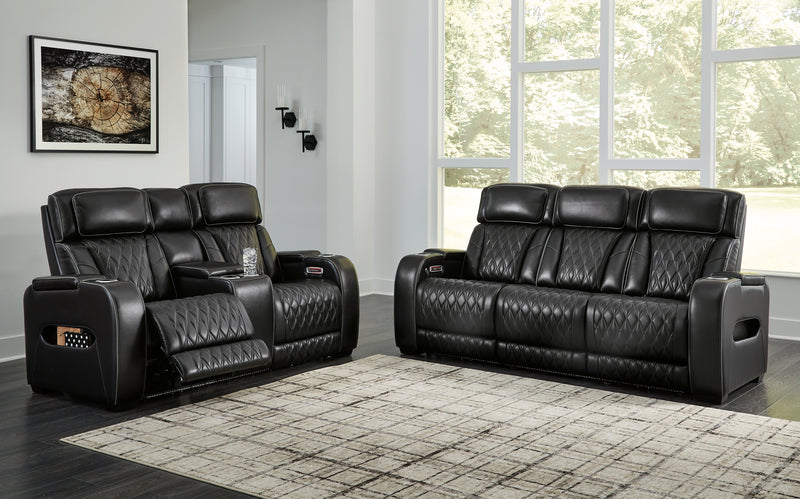 Boyington Black Power Reclining Sofa and Loveseat - Ornate Home