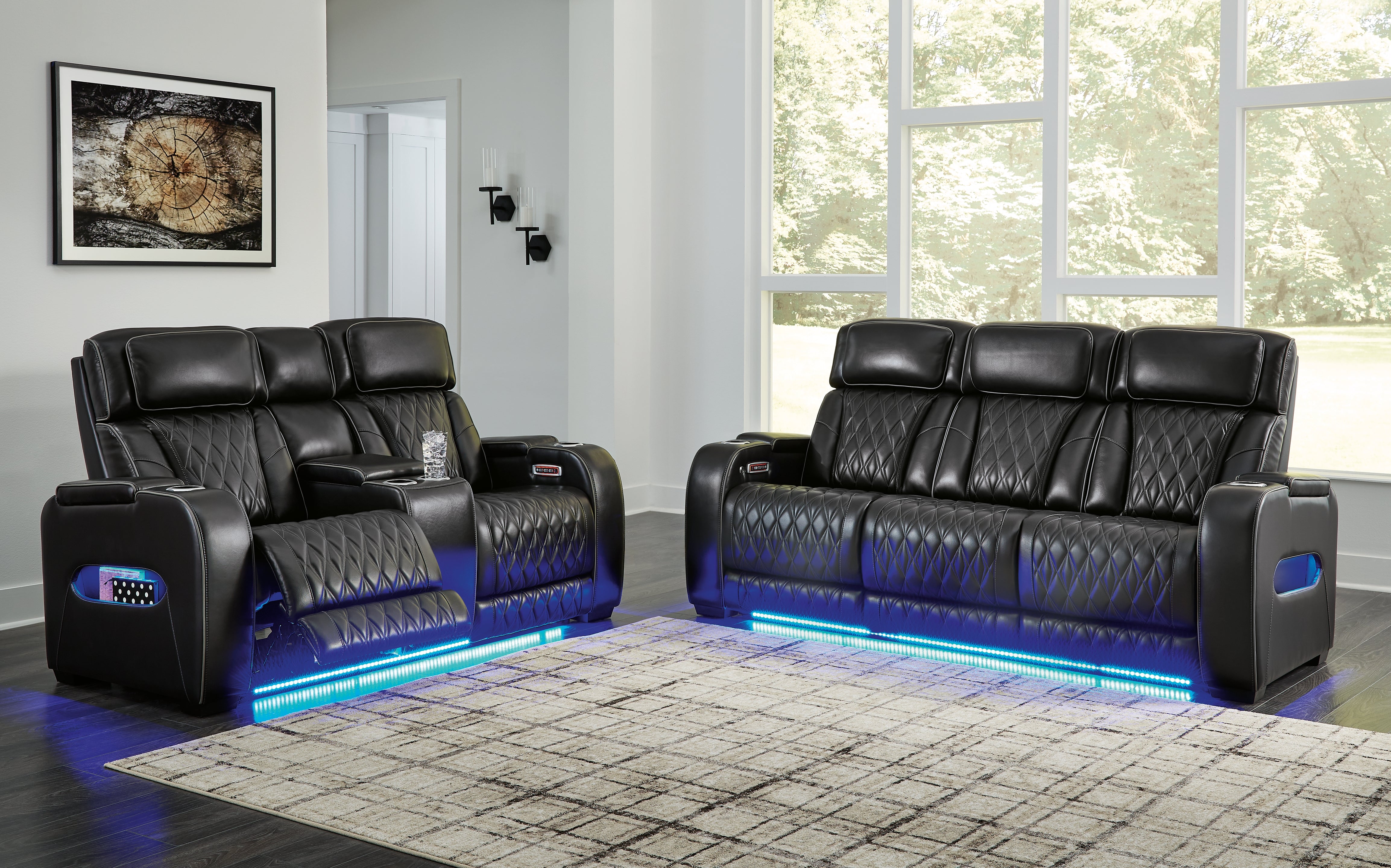 Boyington Black Power Reclining Sofa and Loveseat - Ornate Home