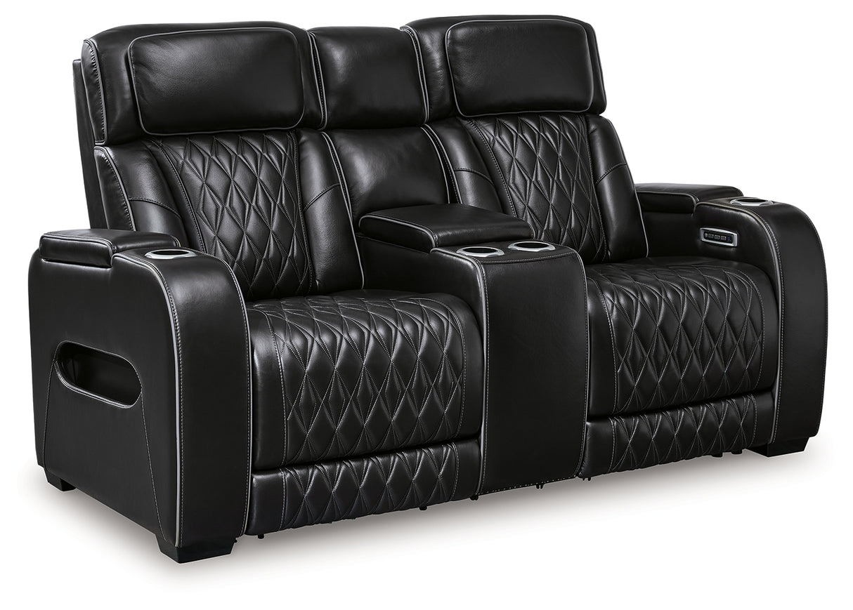 Boyington Black Power Reclining Loveseat with Console - Ornate Home