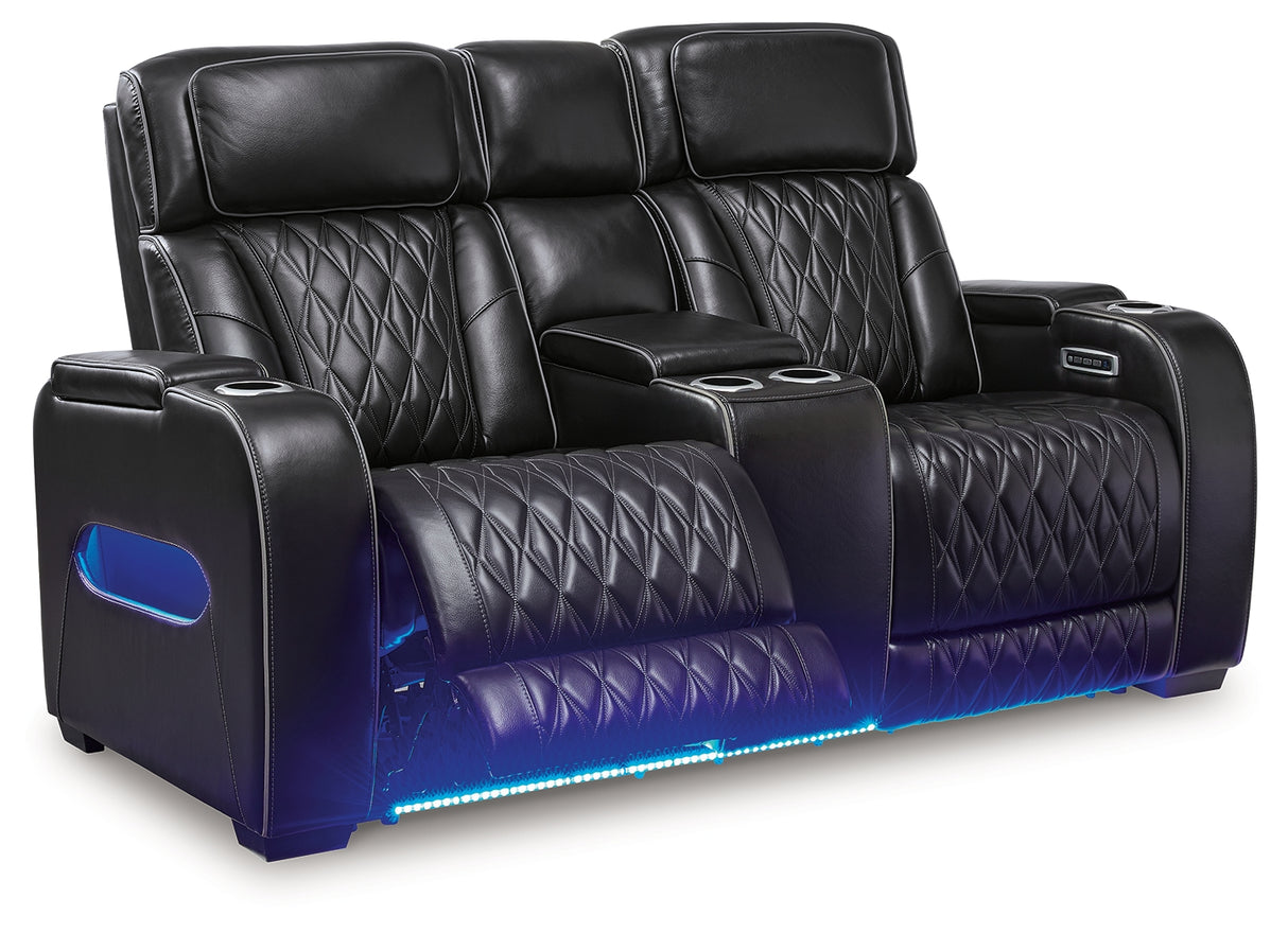 Boyington Black Power Reclining Loveseat with Console - Ornate Home