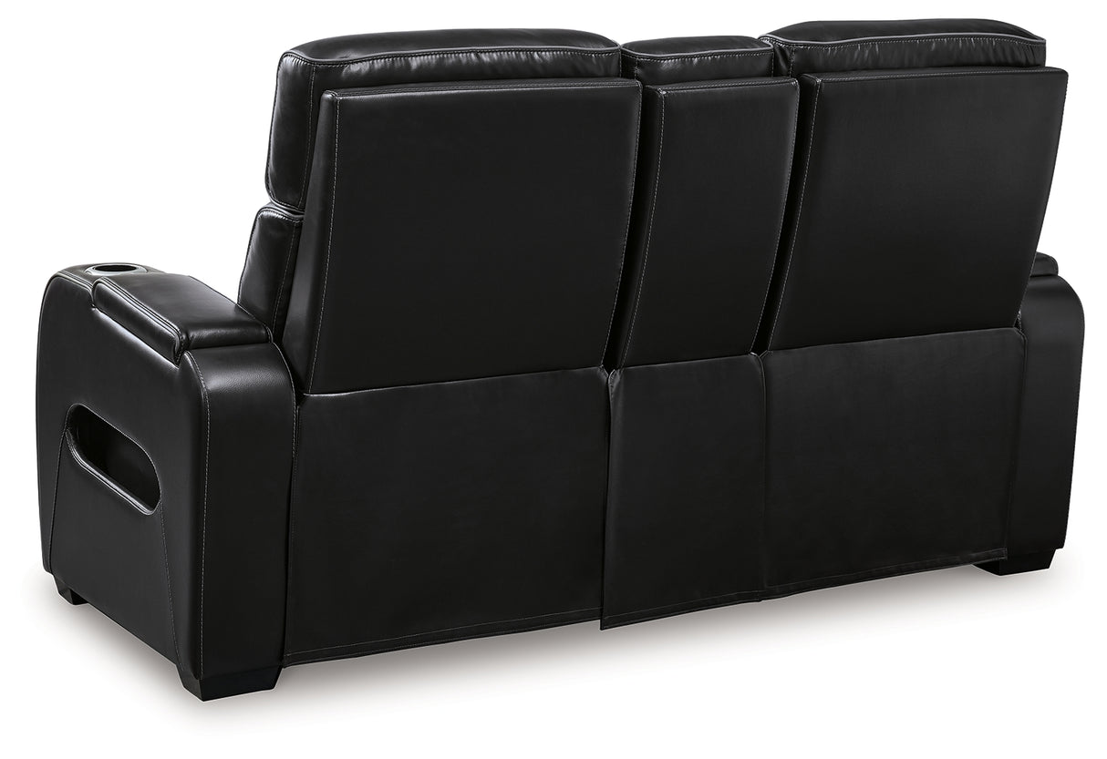 Boyington Black Power Reclining Loveseat with Console - Ornate Home