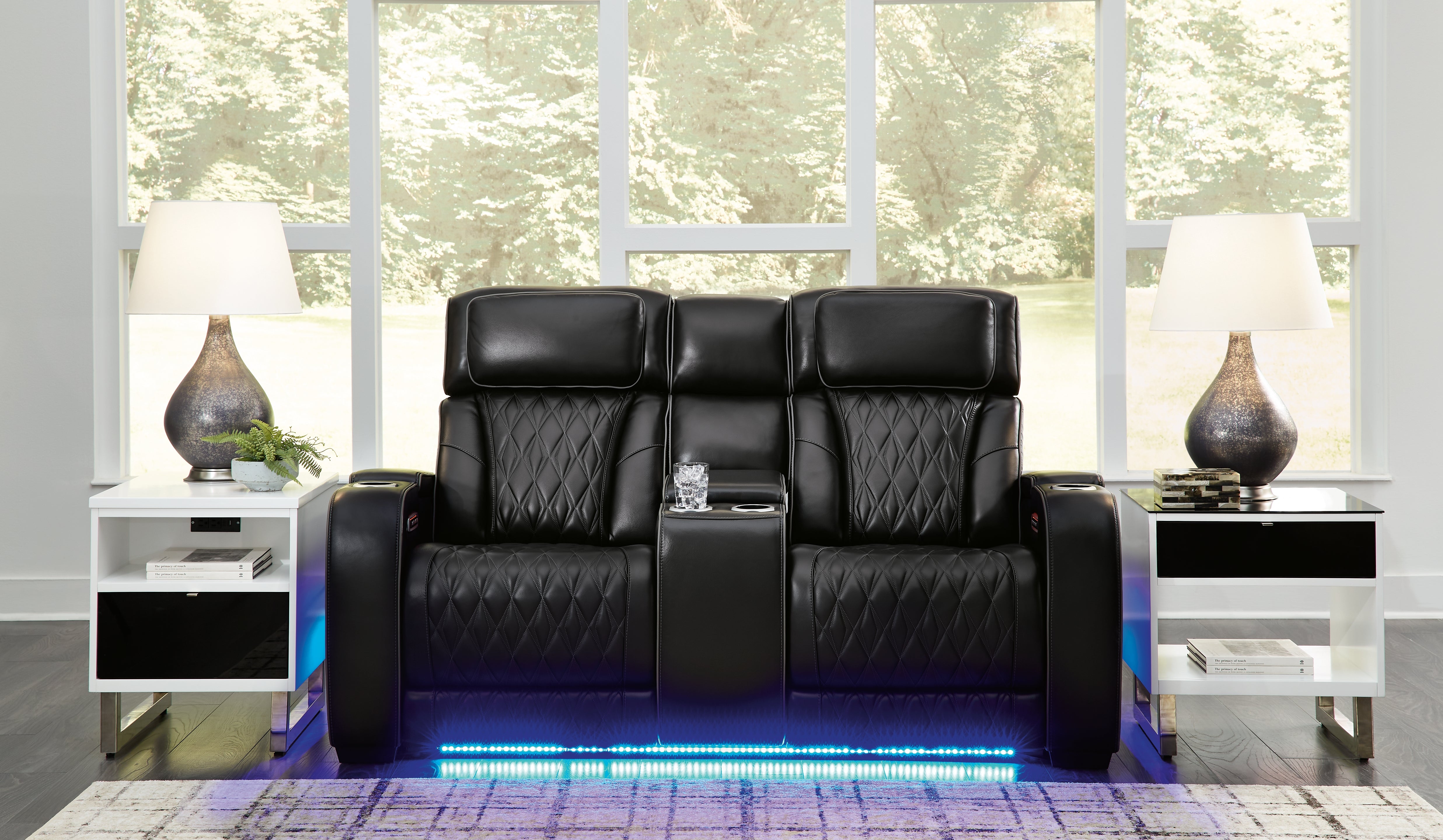 Boyington Black Power Reclining Loveseat with Console - Ornate Home