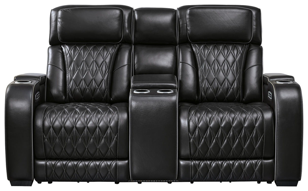 Boyington Black Power Reclining Loveseat with Console - Ornate Home