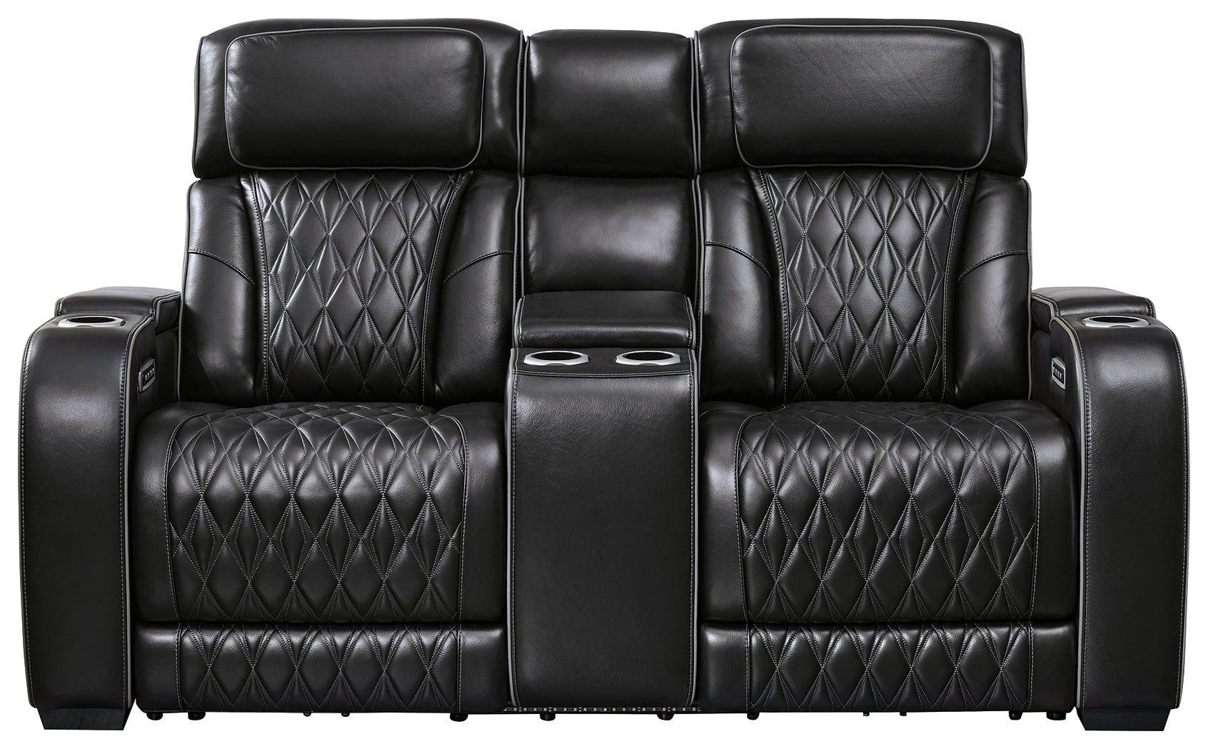 Boyington Black Power Reclining Loveseat with Console - Ornate Home