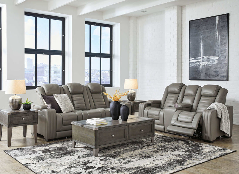 Backtrack Gray Power Reclining Living Room Set / 2pc - Ornate Home
