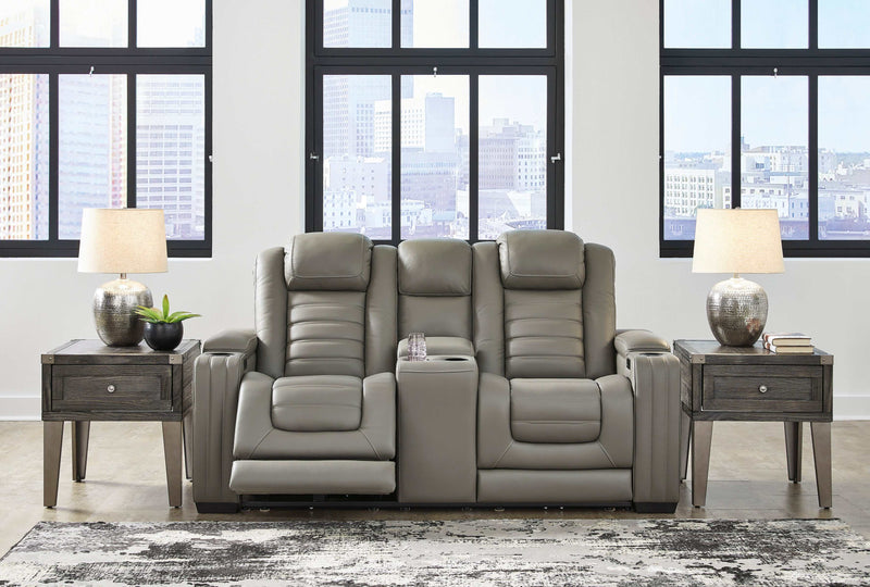 Backtrack Gray Power Reclining Living Room Set / 2pc - Ornate Home