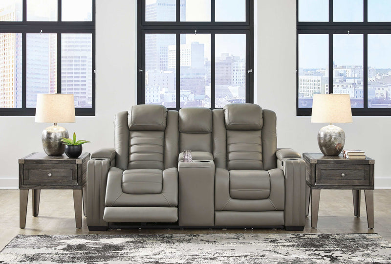Backtrack Gray Power Reclining Living Room Set / 3pc - Ornate Home