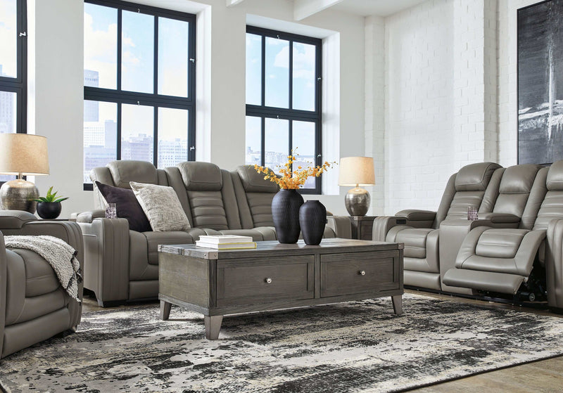 Backtrack Gray Power Reclining Living Room Set / 3pc - Ornate Home