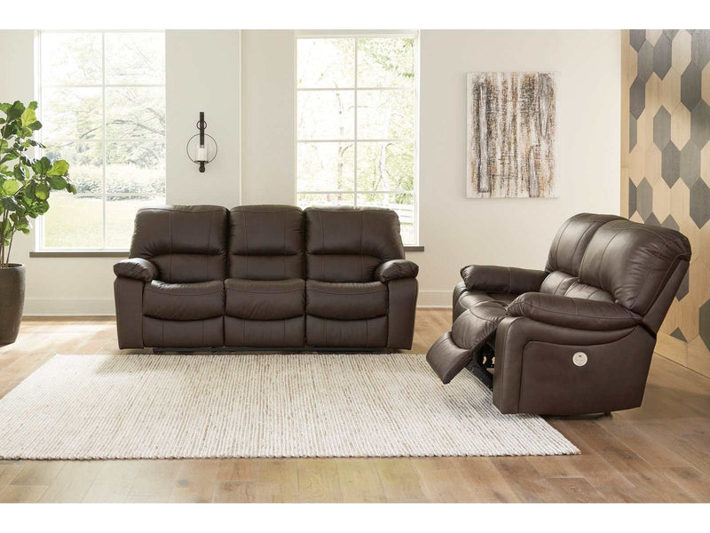 Leesworth Dark Brown Power Reclining Living Room Set / 2pc - Ornate Home