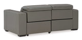 (Online Special Price) Texline Gray Leather Power Reclining Sectional Loveseat - Ornate Home