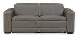 (Online Special Price) Texline Gray Leather Power Reclining Sectional Loveseat - Ornate Home