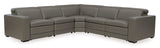 Texline Gray Leather Power Reclining Symmetrical Corner Sectional - Ornate Home