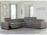 Texline Gray Leather Power Reclining Symmetrical Corner Sectional - Ornate Home