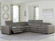 (Online Special Price) Texline Gray Leather Power Reclining Symmetrical Corner Sectional - Ornate Home