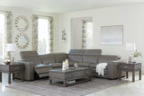 Texline Gray Leather Power Reclining Symmetrical Corner Sectional - Ornate Home