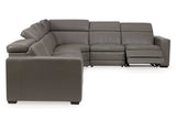 (Online Special Price) Texline Gray Leather Power Reclining 7-Piece Corner Sectional - Ornate Home