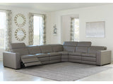 (Online Special Price) Texline Gray Leather Power Reclining 7-Piece Corner Sectional - Ornate Home