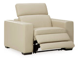 (Online Special Price) Texline Sand Leather Power Recliner - Ornate Home