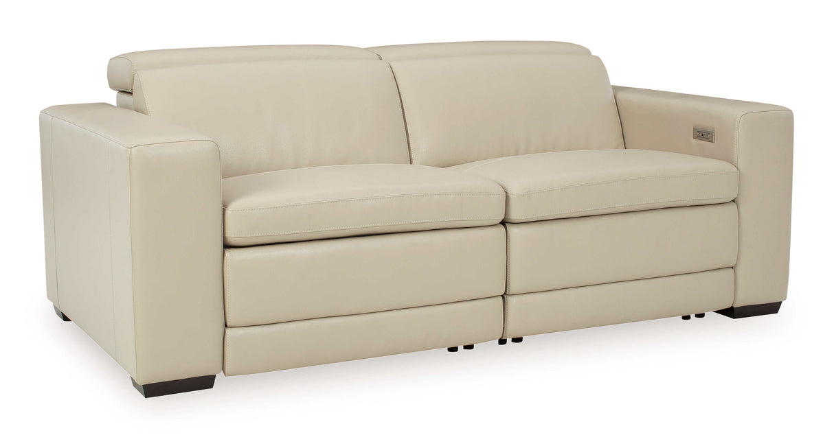 (Online Special Price) Texline Sand Leather Power Reclining Sectional Loveseat - Ornate Home