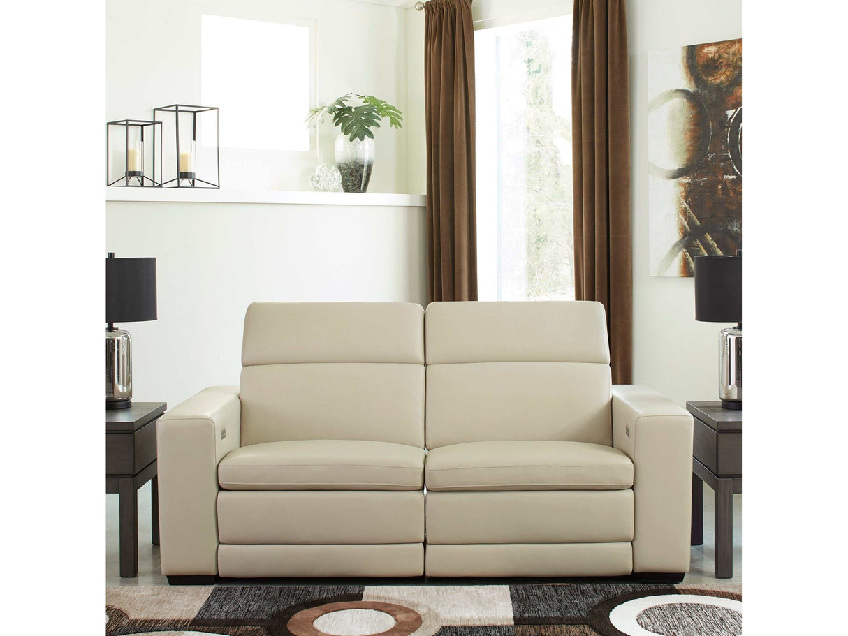 (Online Special Price) Texline Sand Leather Power Reclining Sectional Loveseat - Ornate Home