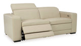 (Online Special Price) Texline Sand Leather Power Reclining Sectional Loveseat - Ornate Home