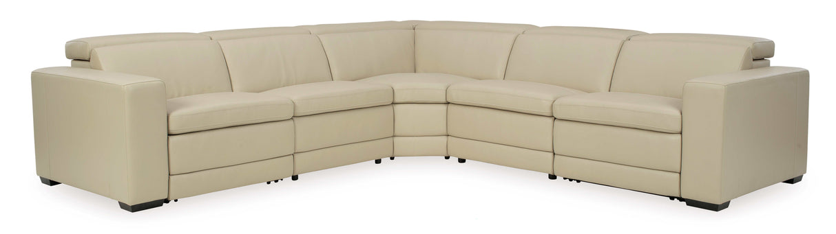 (Online Special Price) Texline Sand Leather Power Reclining Symmetrical Corner Sectional - Ornate Home