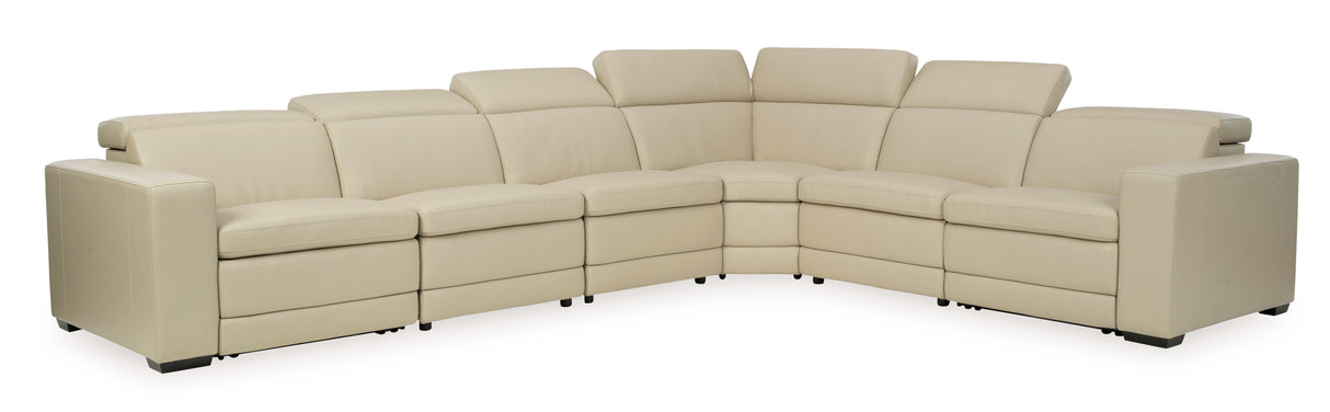 Texline Sand Leather Power Reclining 7-Piece Corner Sectional - Ornate Home