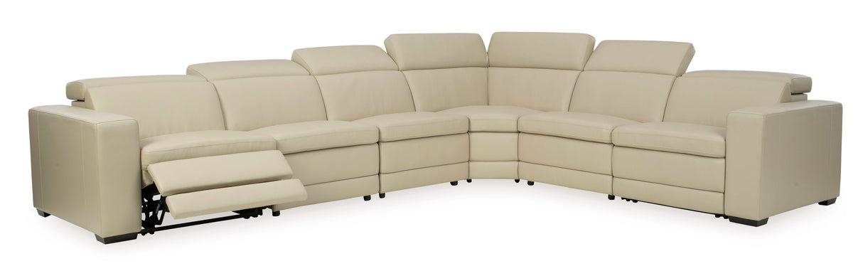 Texline Sand Leather Power Reclining 7-Piece Corner Sectional - Ornate Home