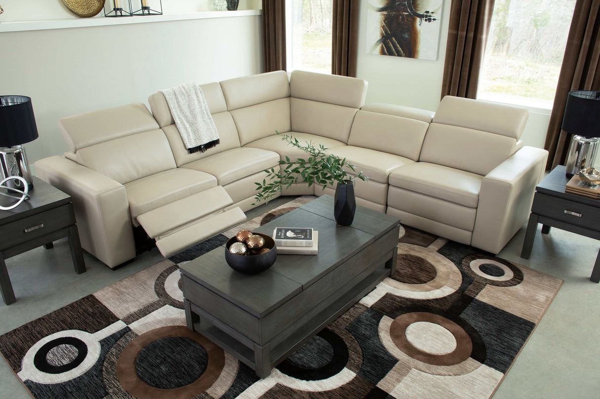 (Online Special Price) Texline Sand Leather Power Reclining Symmetrical Corner Sectional - Ornate Home