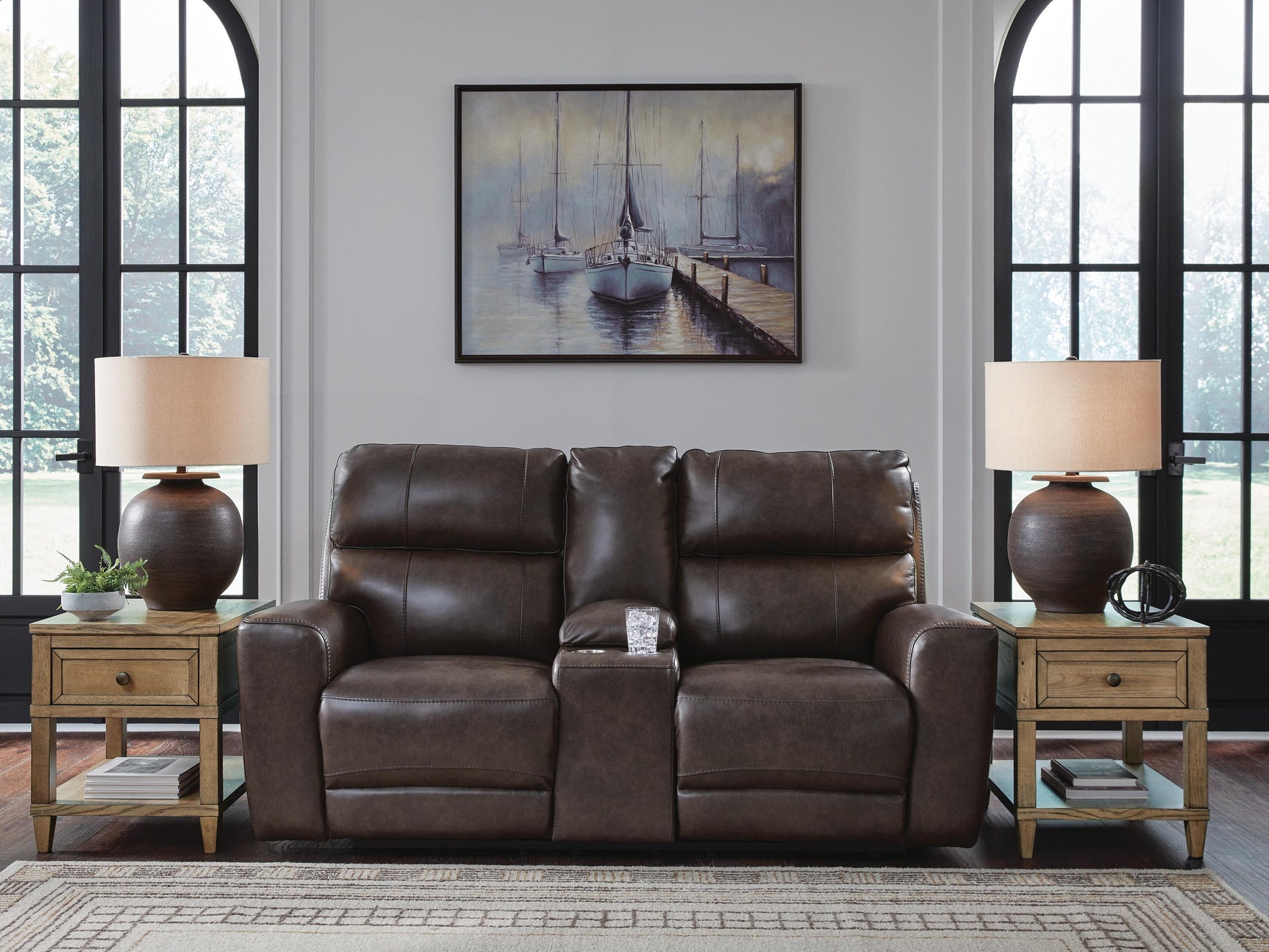 Beadel Smoke Power Reclining Loveseat with Console (Online Special Price)