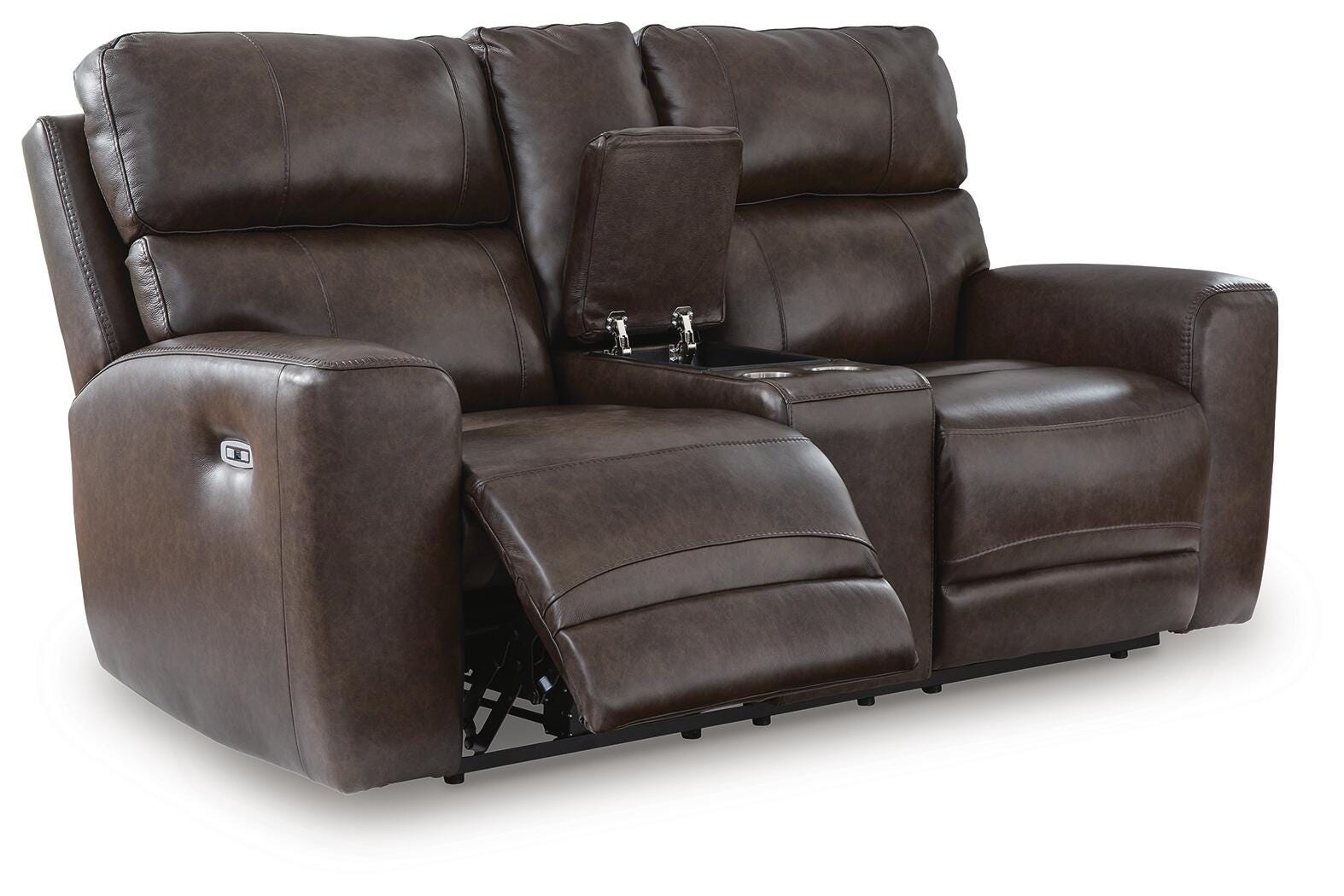 Beadel Smoke Power Reclining Loveseat with Console
