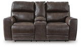 Beadel Smoke Power Reclining Loveseat with Console