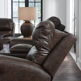 Beadel Smoke Power Reclining Loveseat with Console
