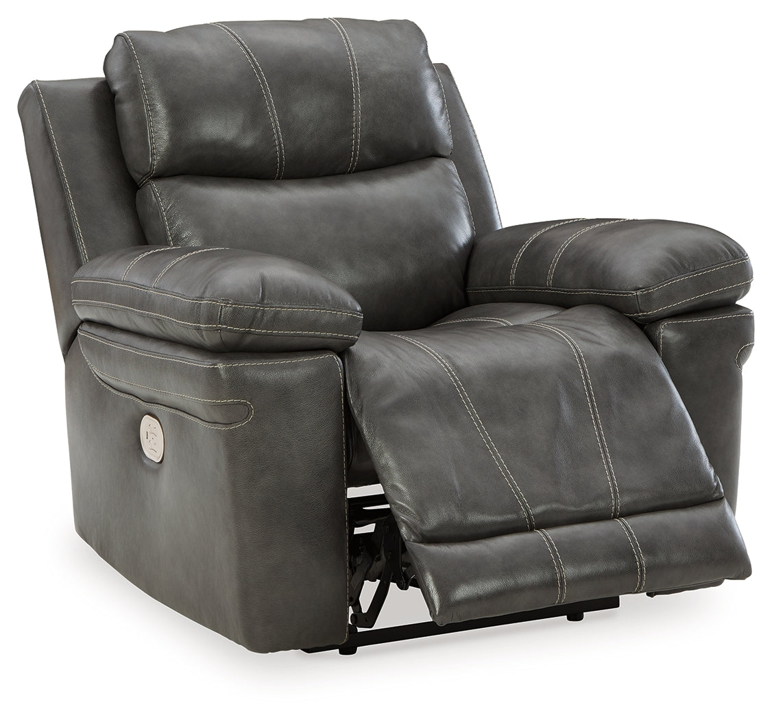 Edmar Charcoal Power Recliner - Ornate Home