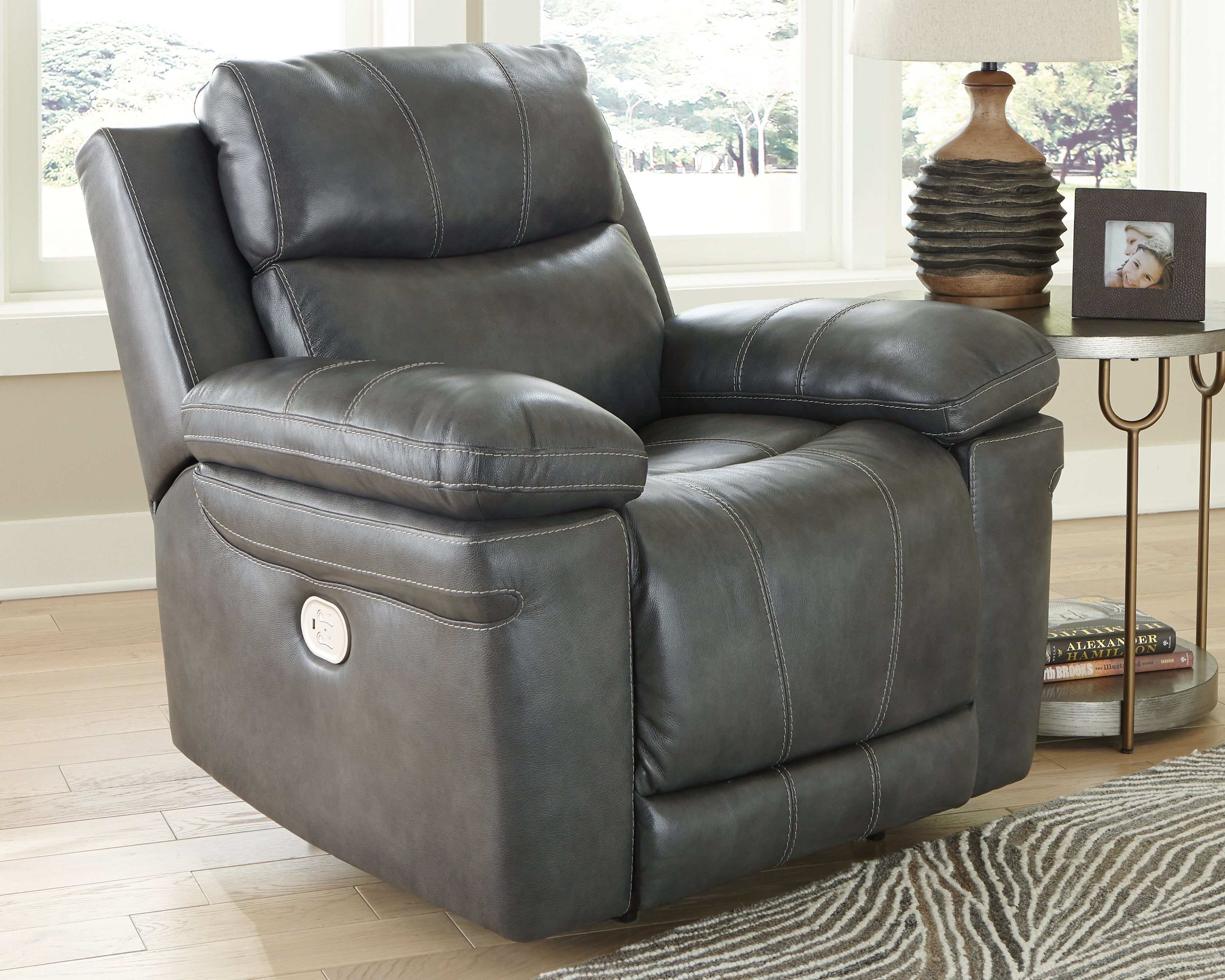 Edmar Charcoal Power Recliner - Ornate Home