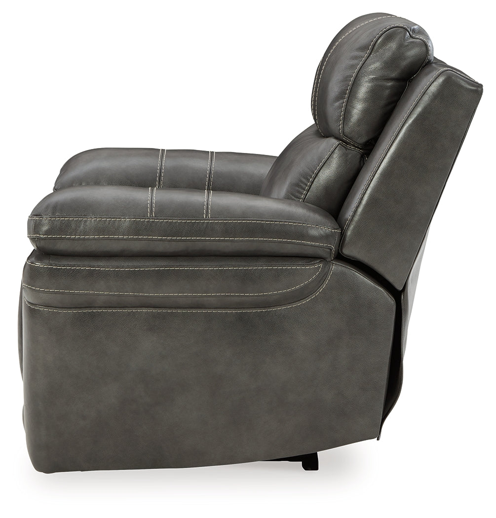 Edmar Charcoal Power Recliner - Ornate Home