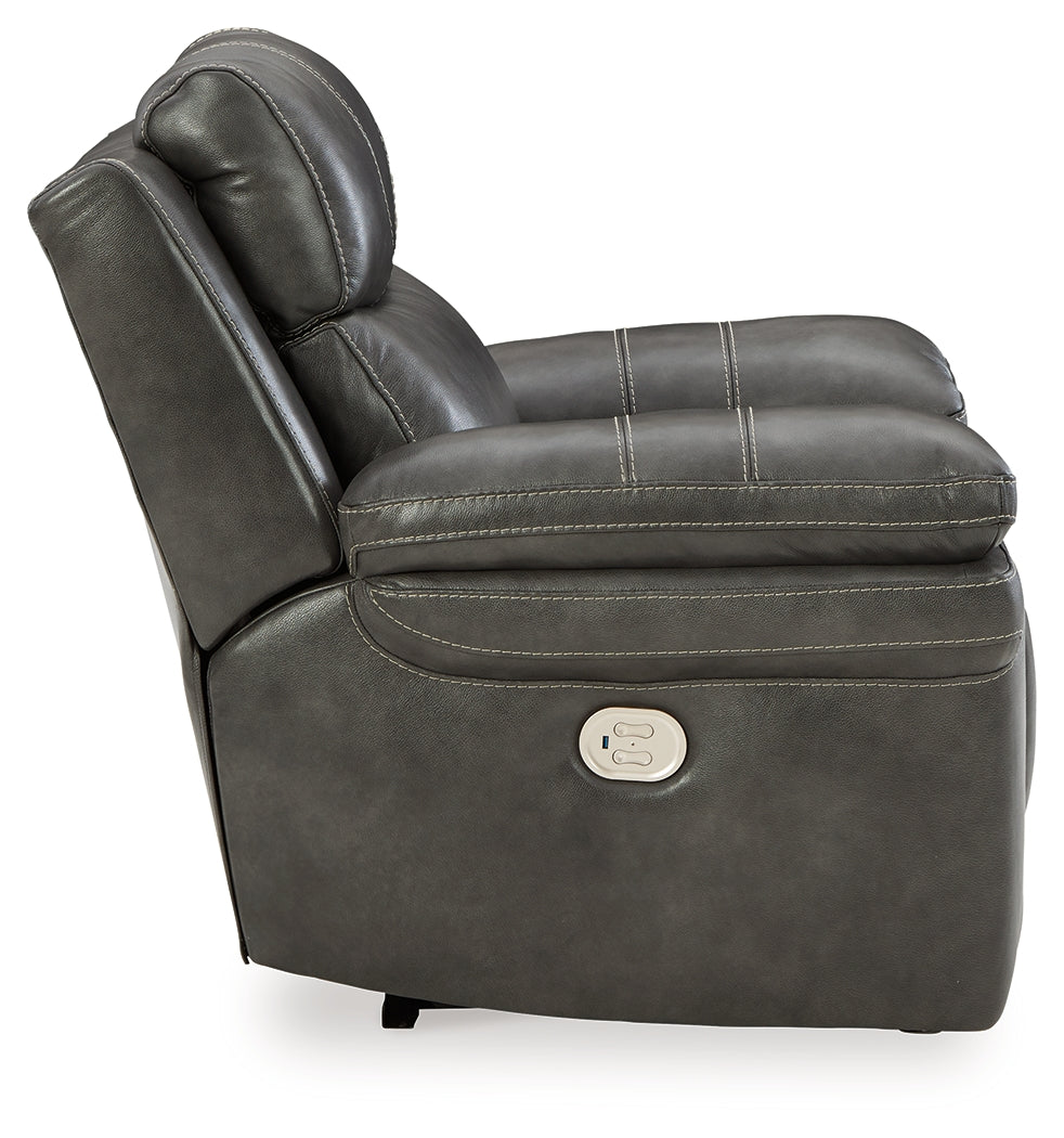 Edmar Charcoal Power Recliner - Ornate Home