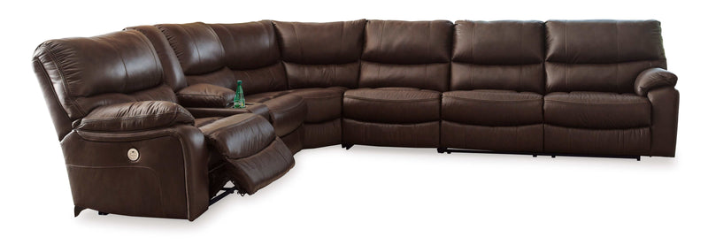 Family Circle Dark Brown 4pc Power Reclining Sectional w/ LAF Console
