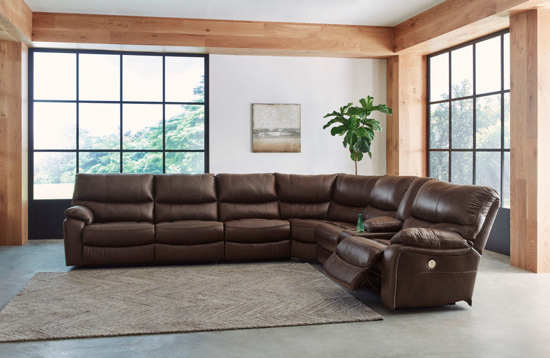 Family Circle Dark Brown 4pc Power Reclining Sectional w/ RAF Console