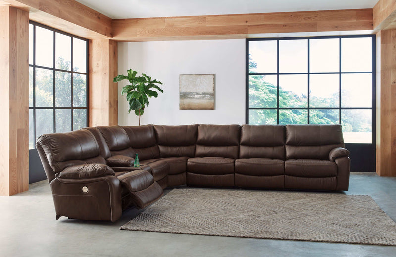 Family Circle Dark Brown 4pc Power Reclining Sectional w/ LAF Console