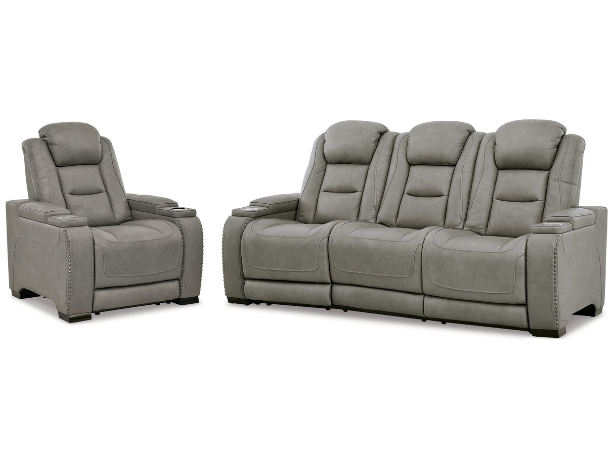 The Man-Den Gray Power Reclining Sofa and Recliner - Ornate Home