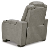 The Man-Den Gray Power Reclining Sofa and Recliner - Ornate Home