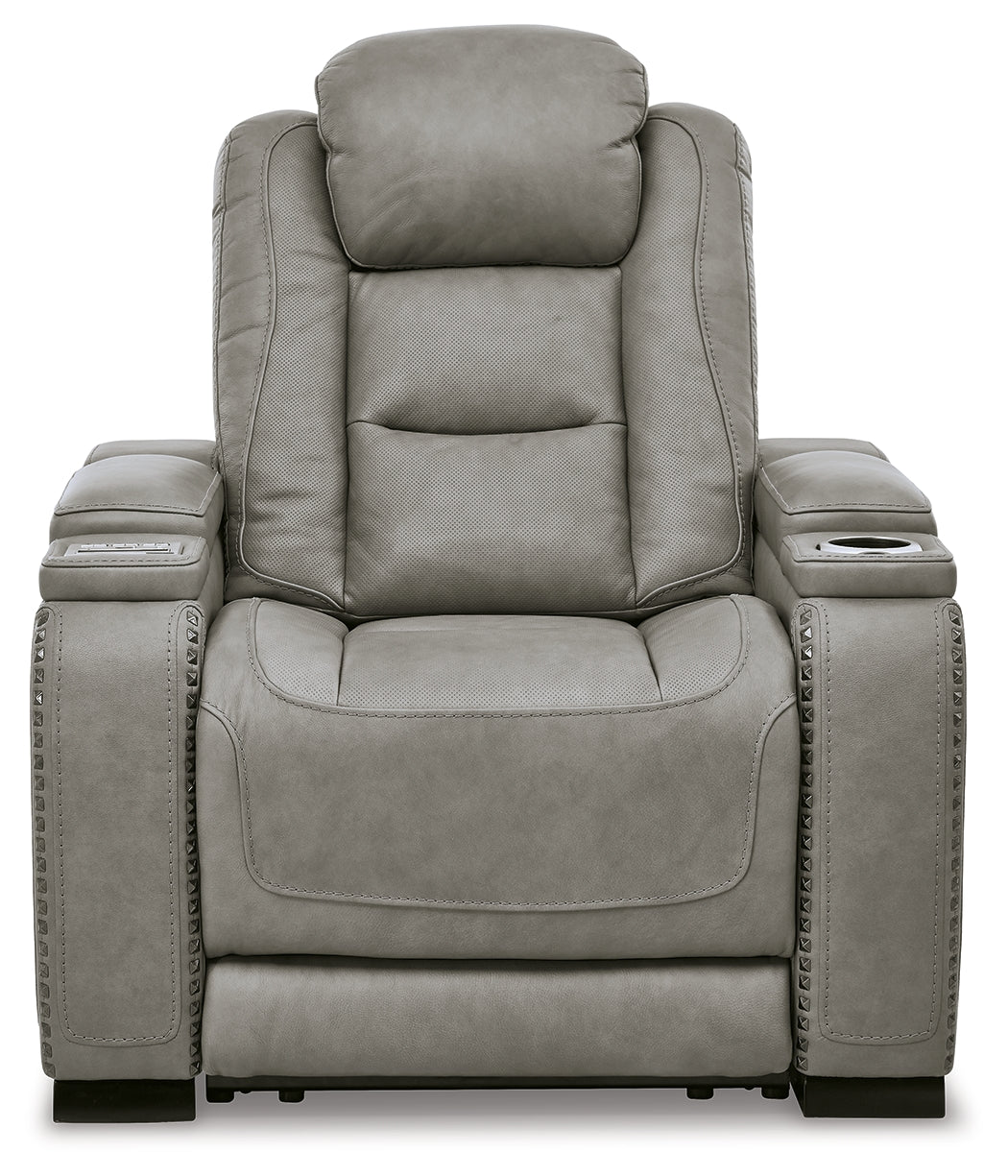 The Man-Den Gray Power Reclining Sofa and Recliner - Ornate Home