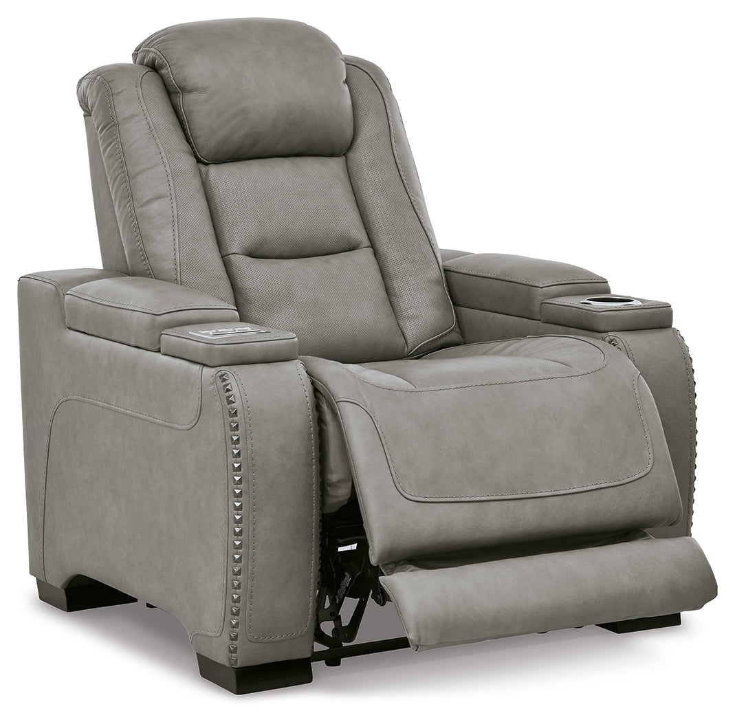 The Man-Den Gray Power Reclining Sofa and Recliner - Ornate Home