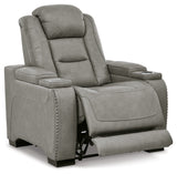 The Man-Den Gray Power Reclining Loveseat and Recliner - Ornate Home