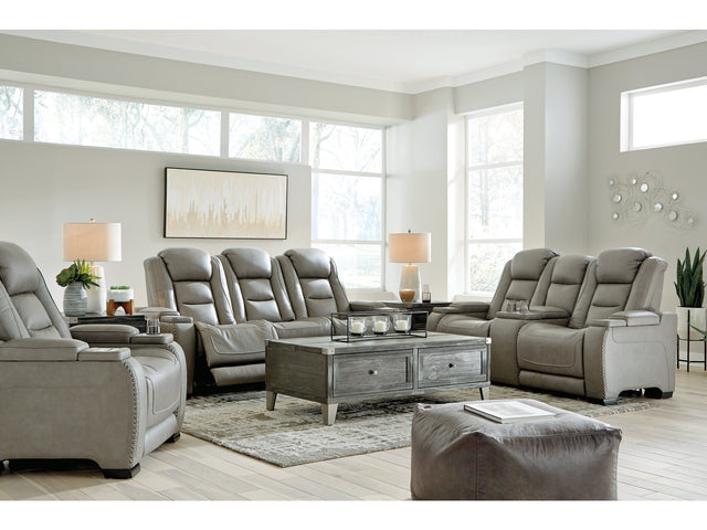 The Man-Den Gray Power Reclining Sofa and Loveseat with Power Recliner - Ornate Home