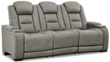 The Man-Den Gray Power Reclining Sofa and Loveseat with Power Recliner - Ornate Home