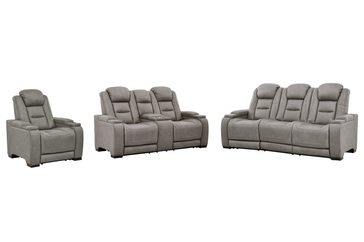 The Man-Den Gray Power Reclining Sofa and Loveseat with Power Recliner - Ornate Home