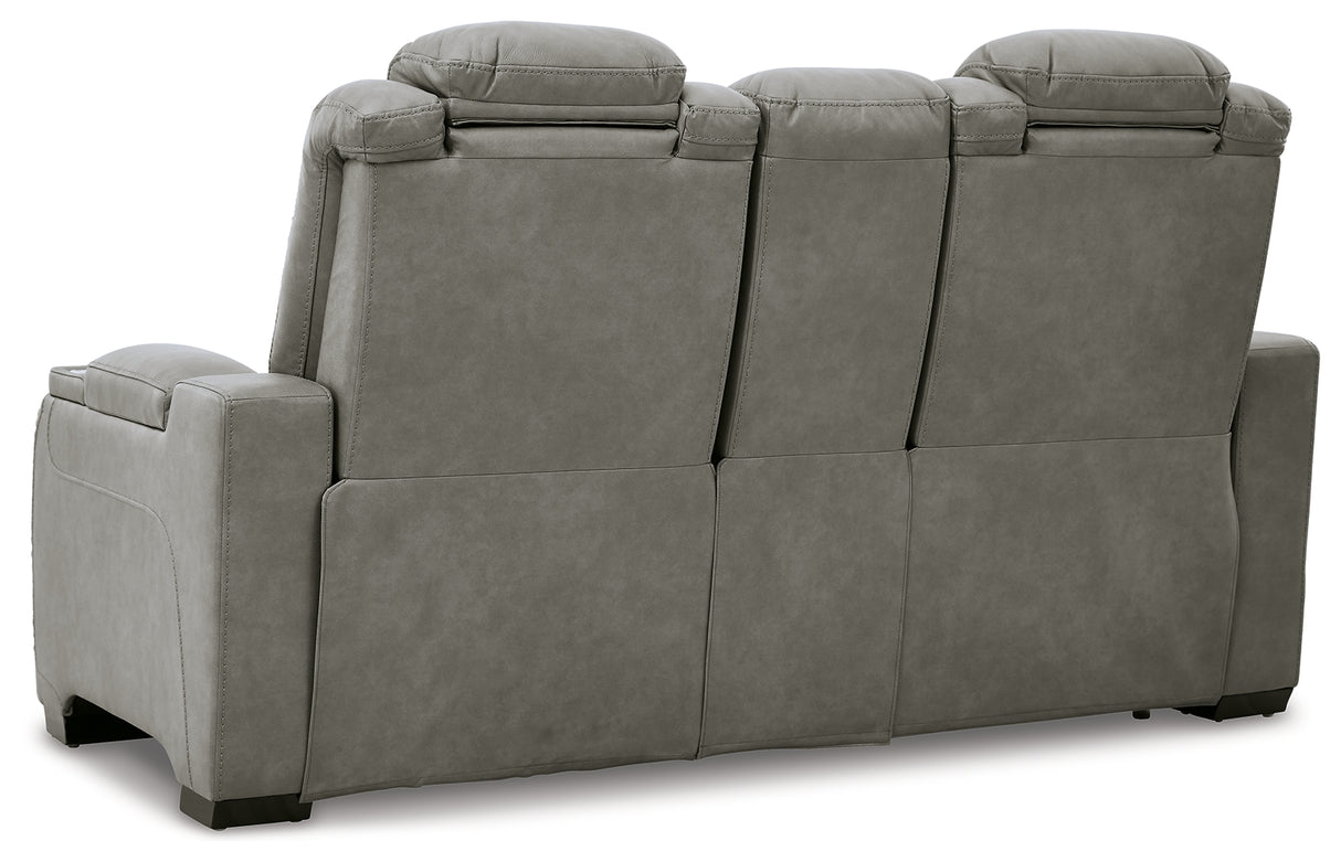 The Man-Den Gray Power Reclining Loveseat and Recliner - Ornate Home